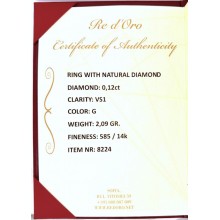 Златен дамски пръстен с диамант 0,12Ct. размер:54 модел:42944-6